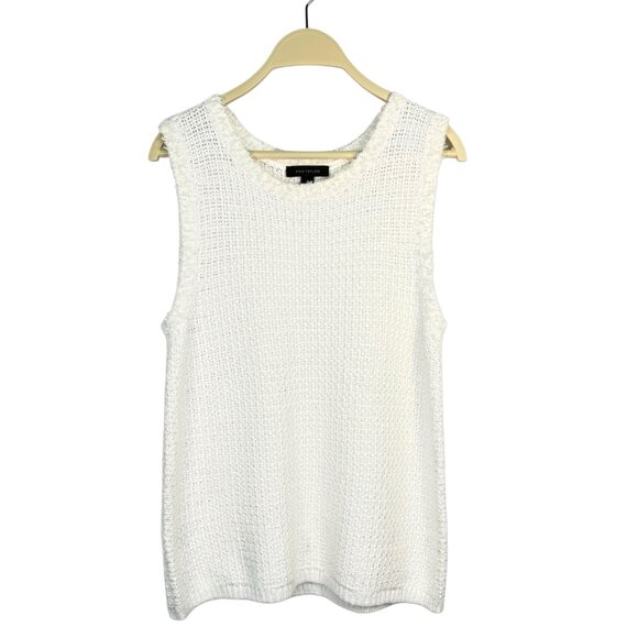 Ann Taylor Trimmed Sleeveless Sweater/Vest NWOT | White | SIZE L - Picture 1 of 4